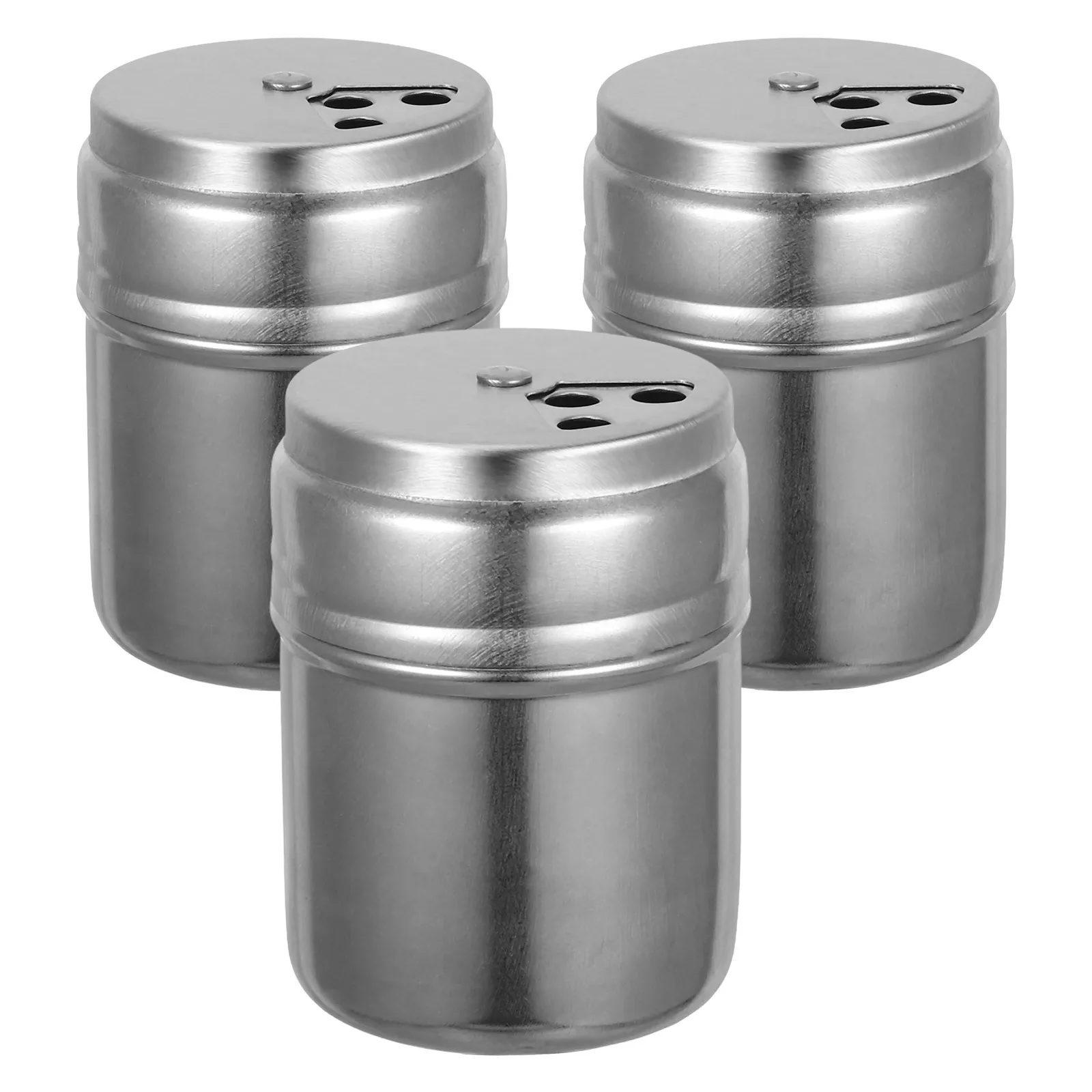 

3Pcs Spice Containers Stainless Steel with Rotatable Shaker Lids for Salt Pepper Seasoning Cooking Baking Metal Shaker