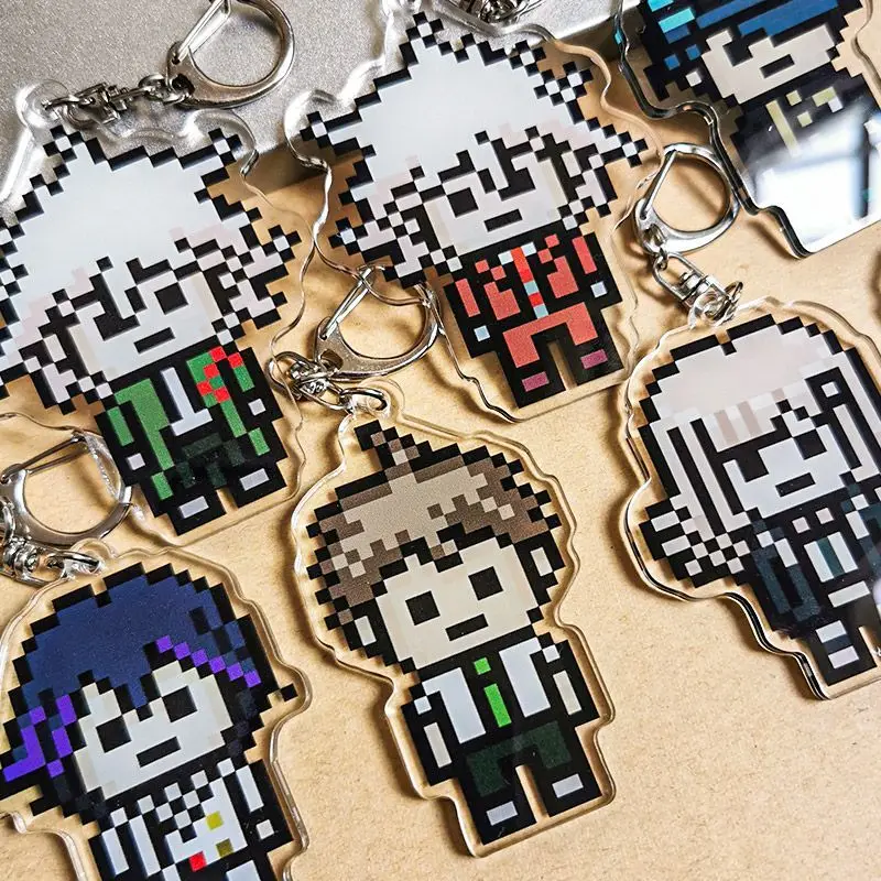 Hinata Hajime Nagito Komaeda Anime Keychain Danganronpa Pixel Style Acrylic Key Chain Woman Kawaii Bag Pendent Decor Accessories