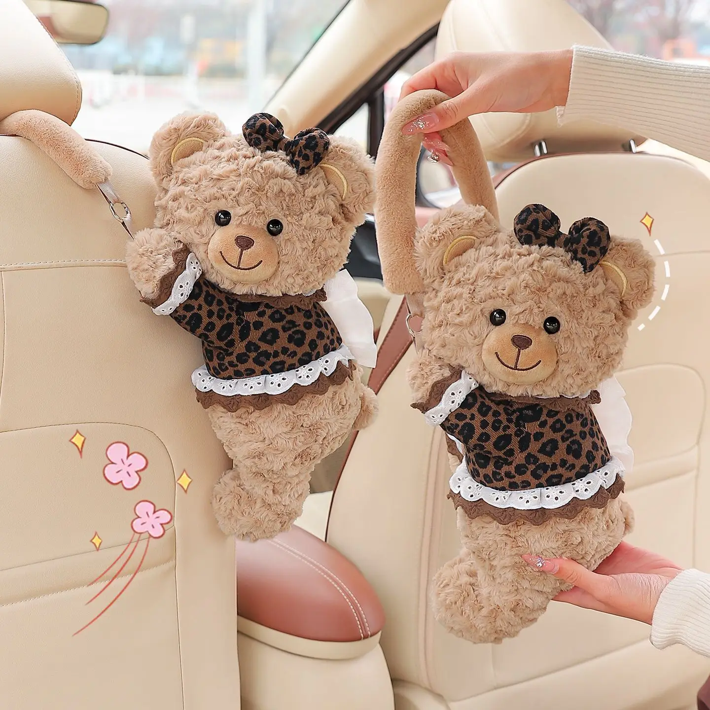 

Creative car tissue box hanging car pumping box cute lady tissue bag car decoration tissue hanging bag