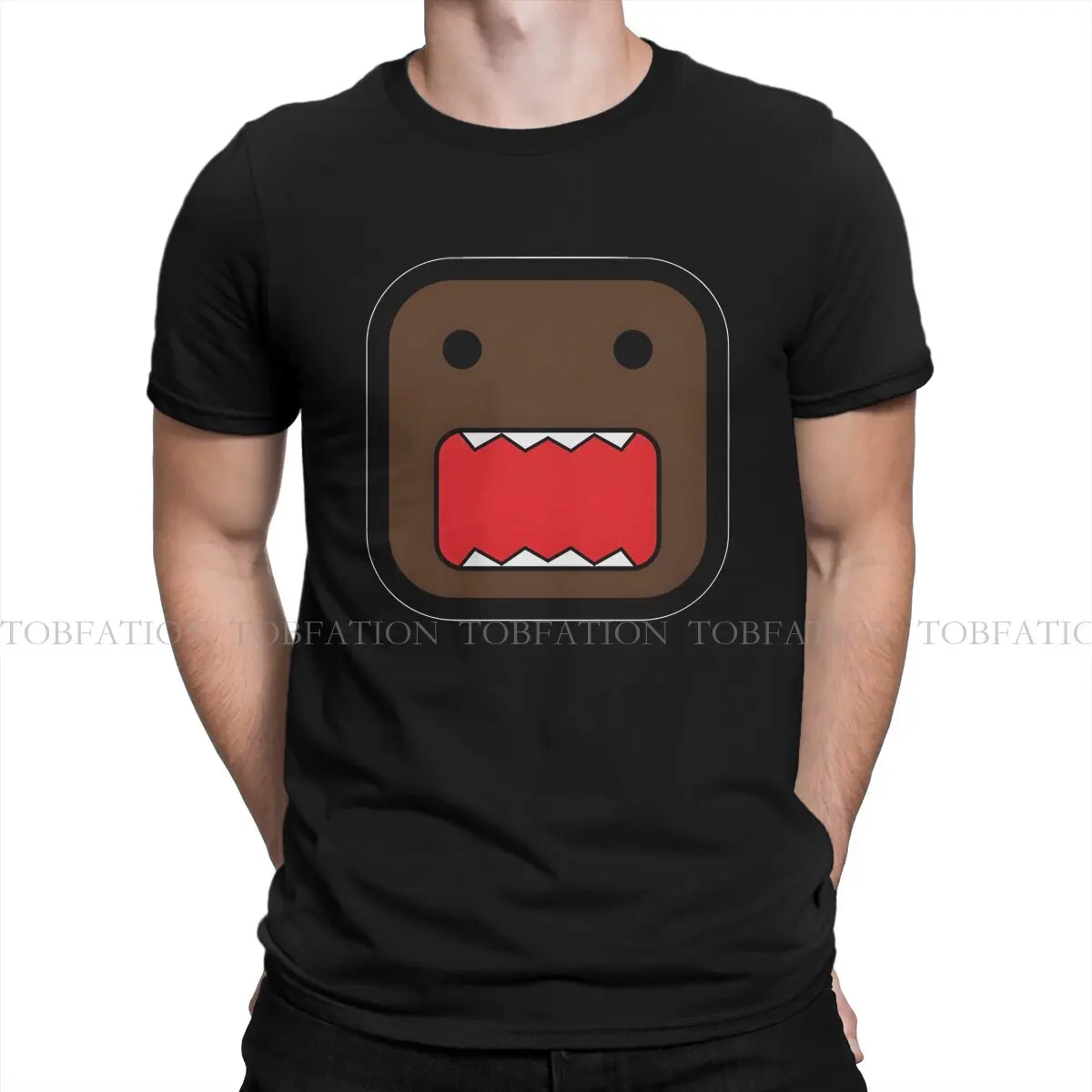 Mouth Dice Head Domo Kun Anime Men T Shirt Cotton Graphic Crewneck TShirt Harajuku Clothes