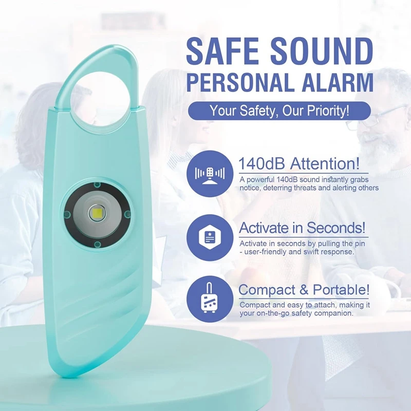 2 Packs Personal Safety Alarm Safe Sound Personal Alarm Strobe Light And Key Chain, Personal Safety Devices 140Db Siren,