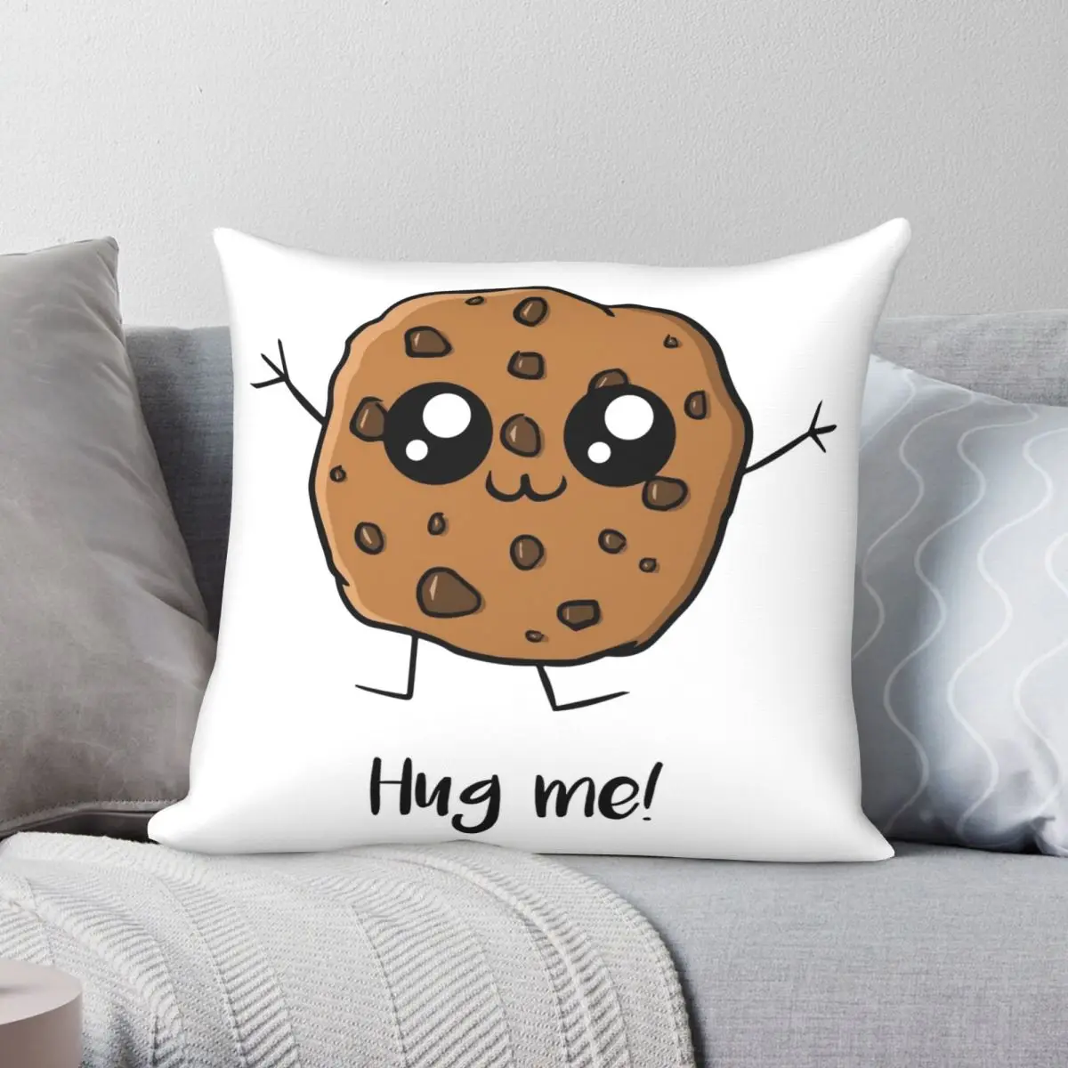 Cookie Hug Me Square Pillowcase Polyester Linen Velvet Printed Zip Decor Room Cushion Cover