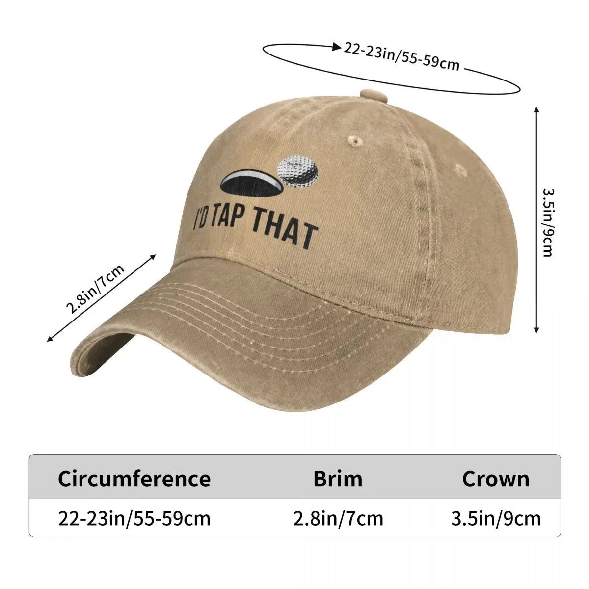 I&# 27;d Tap That - Funny Golf Baseball Caps Snapback Denim Hats Outdoor Adjustable Casquette Streetwear Baseball Cowboy Hat image 2