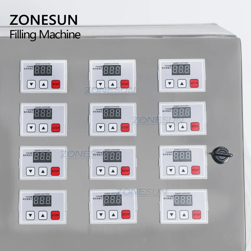 ZONESUN ZS-DPYT12P 12 Heads Semi Automatic Diaphragm Pump Juice Liquid Bottle Filling Machine