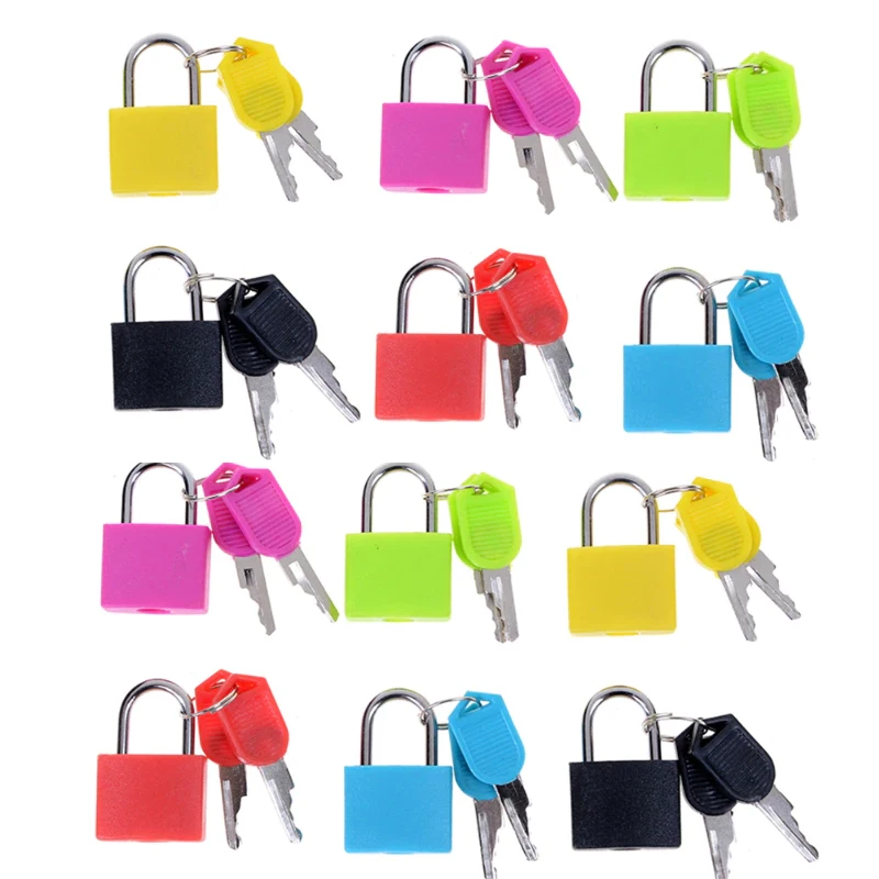 5PCS 22mm Small Mini Strong Steel Padlock Travel Suitcase Diary Lock With 2 Keys Colored plastic case padlock Decoration