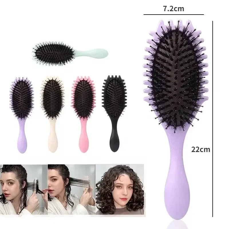 Curl Define Styling Brush Boar Bristle Detangling Hair Brush Tangled Hair Comb Shaping Defining Curls Barber Styling Tool