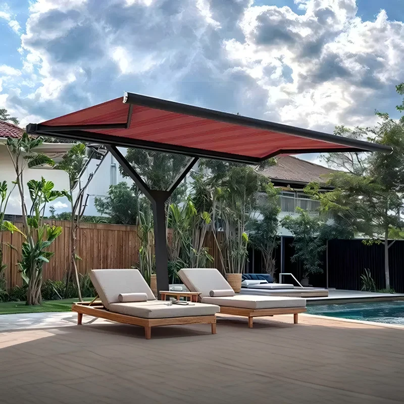 Modern Y-Shape Retractable Aluminum Car Awning, Smart Waterproof UV Protection Awning with Remote Control for Outdoor