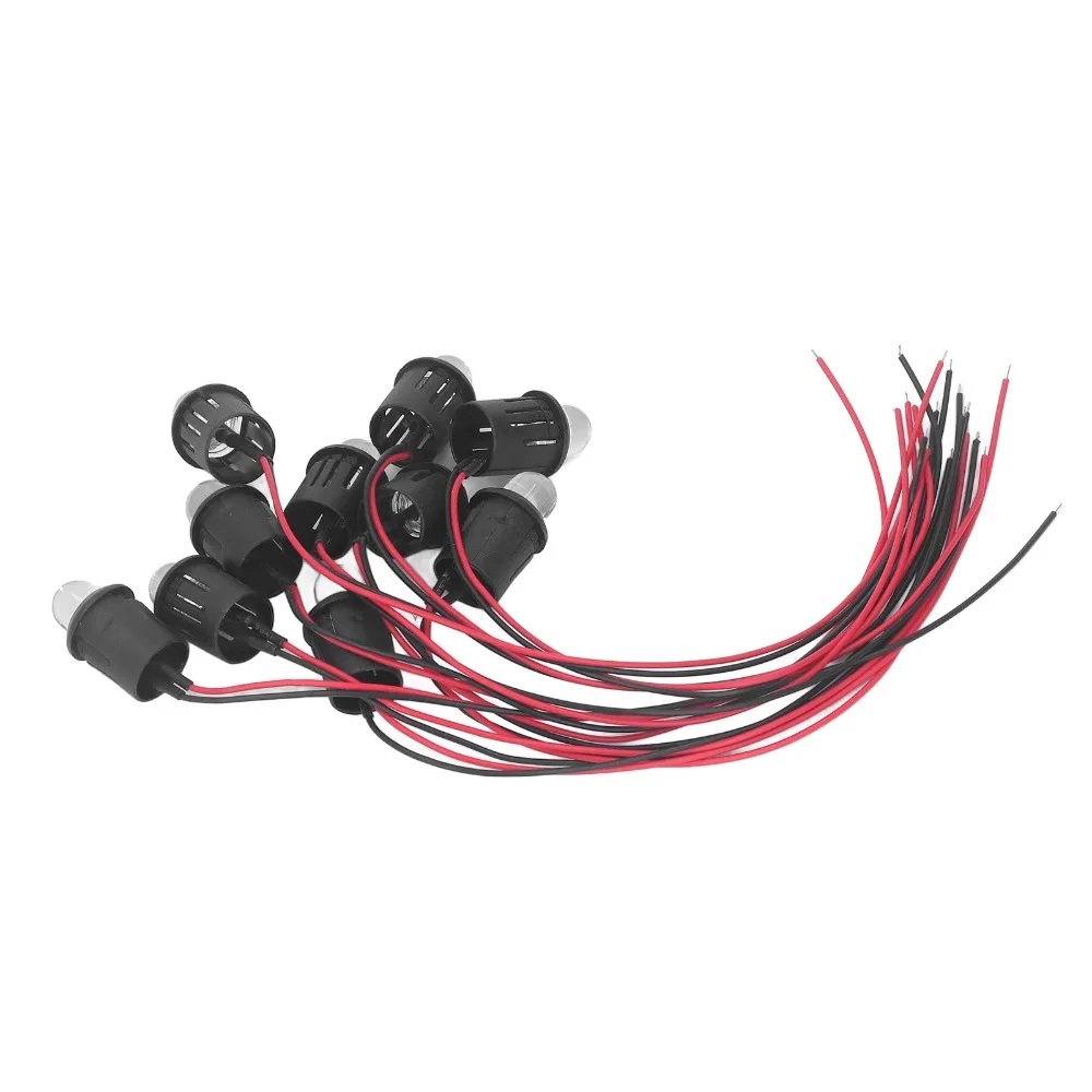 10 قطعة سهلة التركيب 10 مللي متر مصباح ليد المصباح الكهربي 12 فولت المياه واضح لمبة LED ديود ضوء مجلس مؤشر قارب التطبيق #1