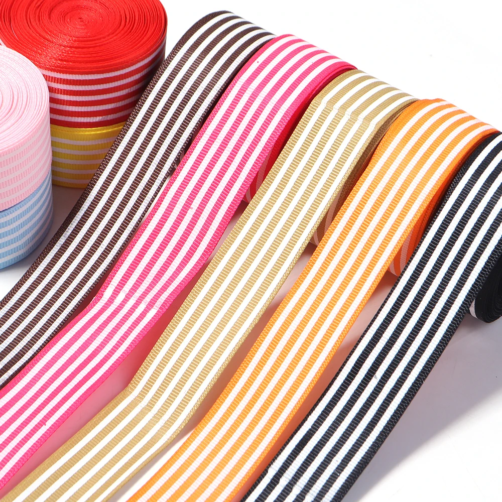 10yards/roll 2.5cm Printed Stripe Grosgrain Ribbon for Making Hair Bows DIY Gifts Wrapping Wedding Party Decorations Supplies