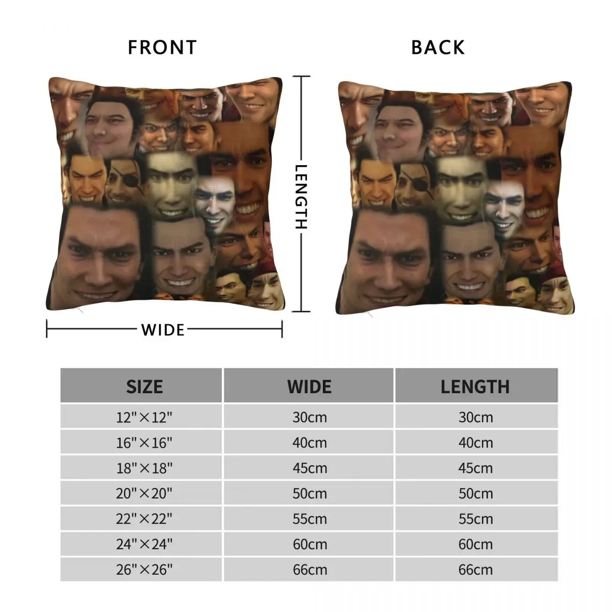 Yakuza Happy Kazuma Kiryu Pillowcase Polyester Linen Velvet Pattern Zip Decor Throw Pillow Case Home Cushion Cover 45x45