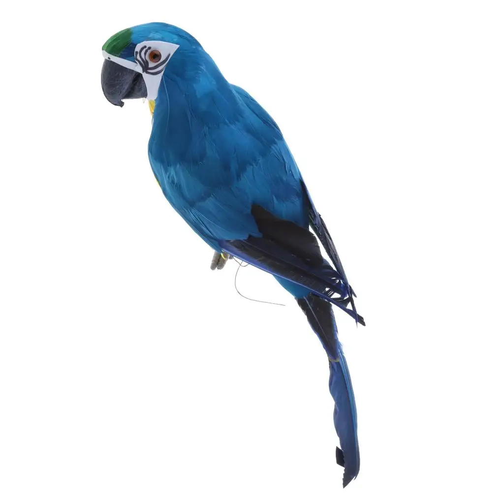 Large 45 CM Artificial Feather Parrot Toy Lightweight Garden Decor Blue