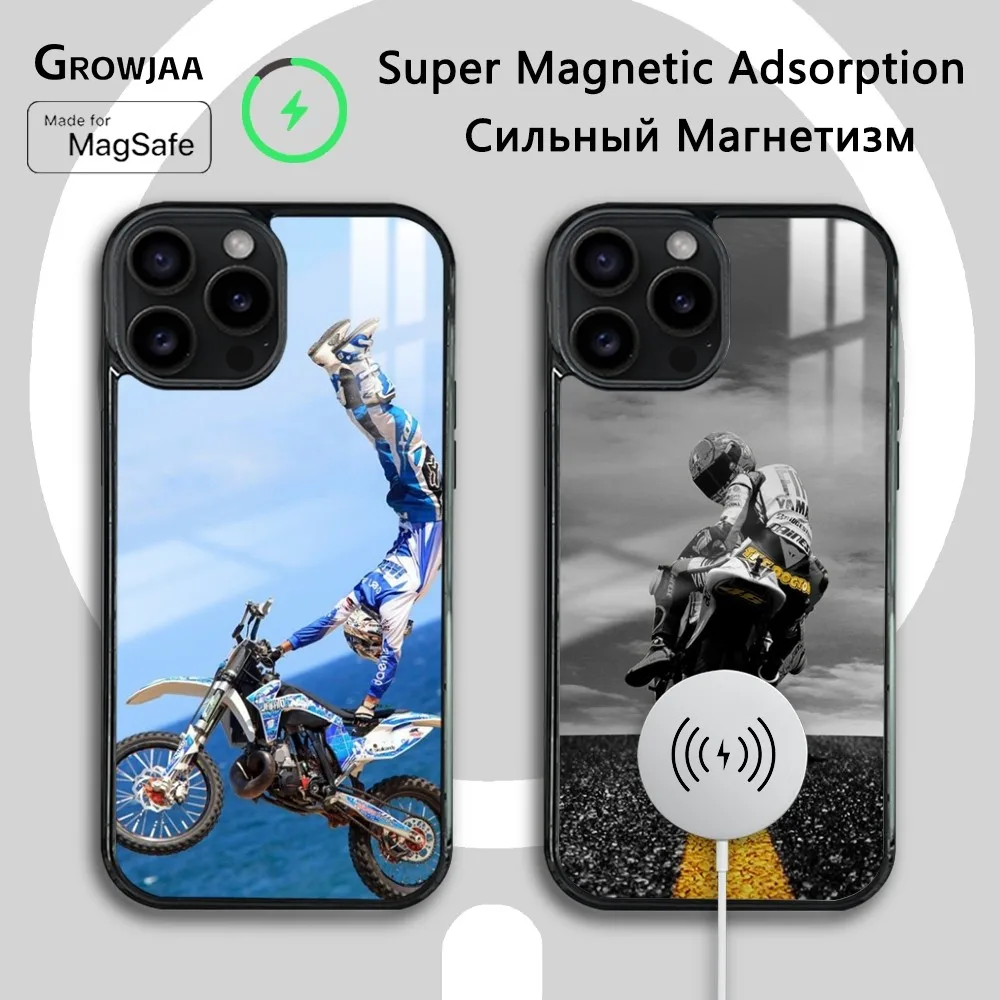 

Moto Cross Motorcycle Sports Phone Case For iPhone 16 15 14 13 12 11 Pro Max Plus Mini Magsafe Mirror Wireless Magnetic Cover