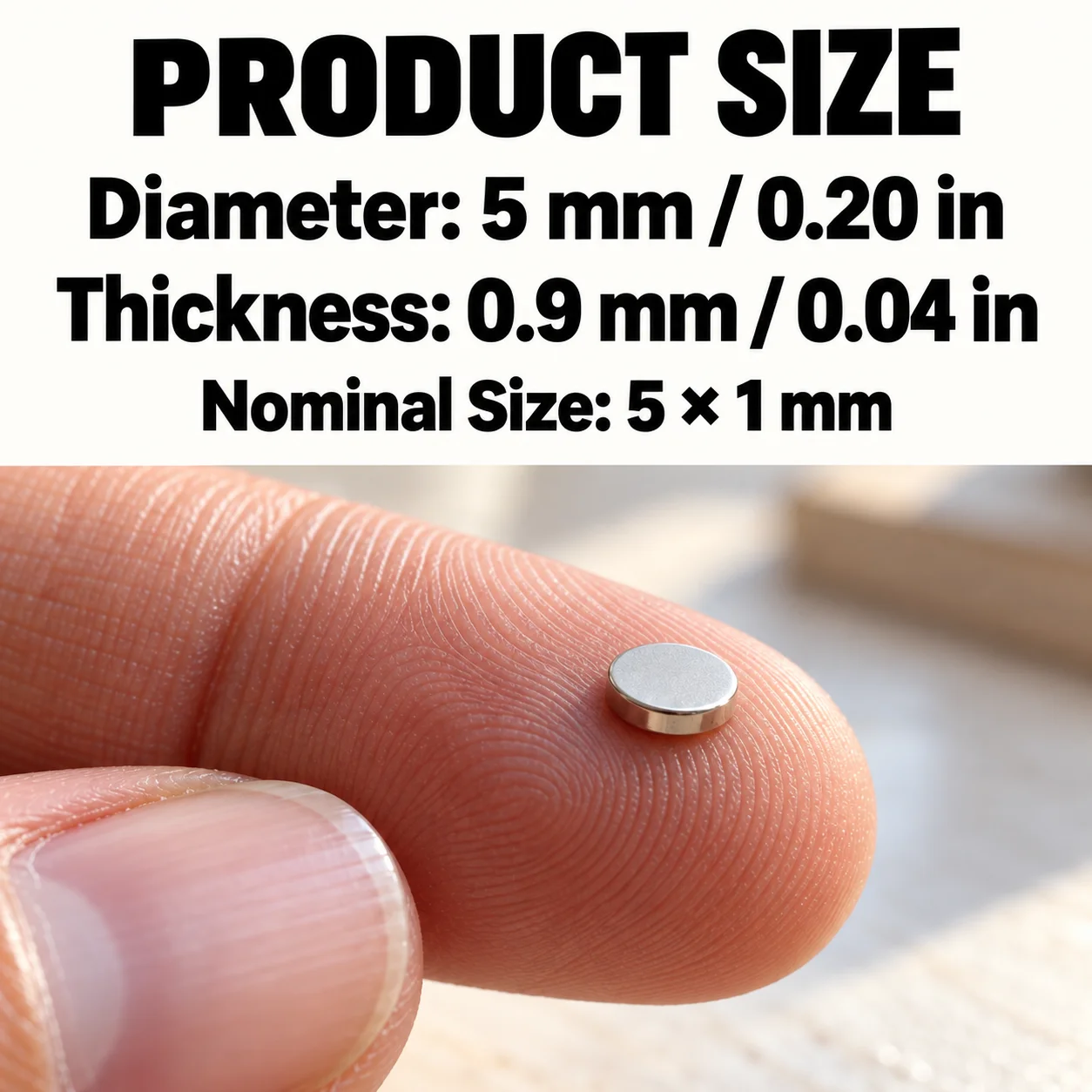 Small Round Disc Magnets, 0.20 x 0.04in, Silver Mini Magnets for Fridge, Photos, Notes, Metal Cabinets & Office Organization
