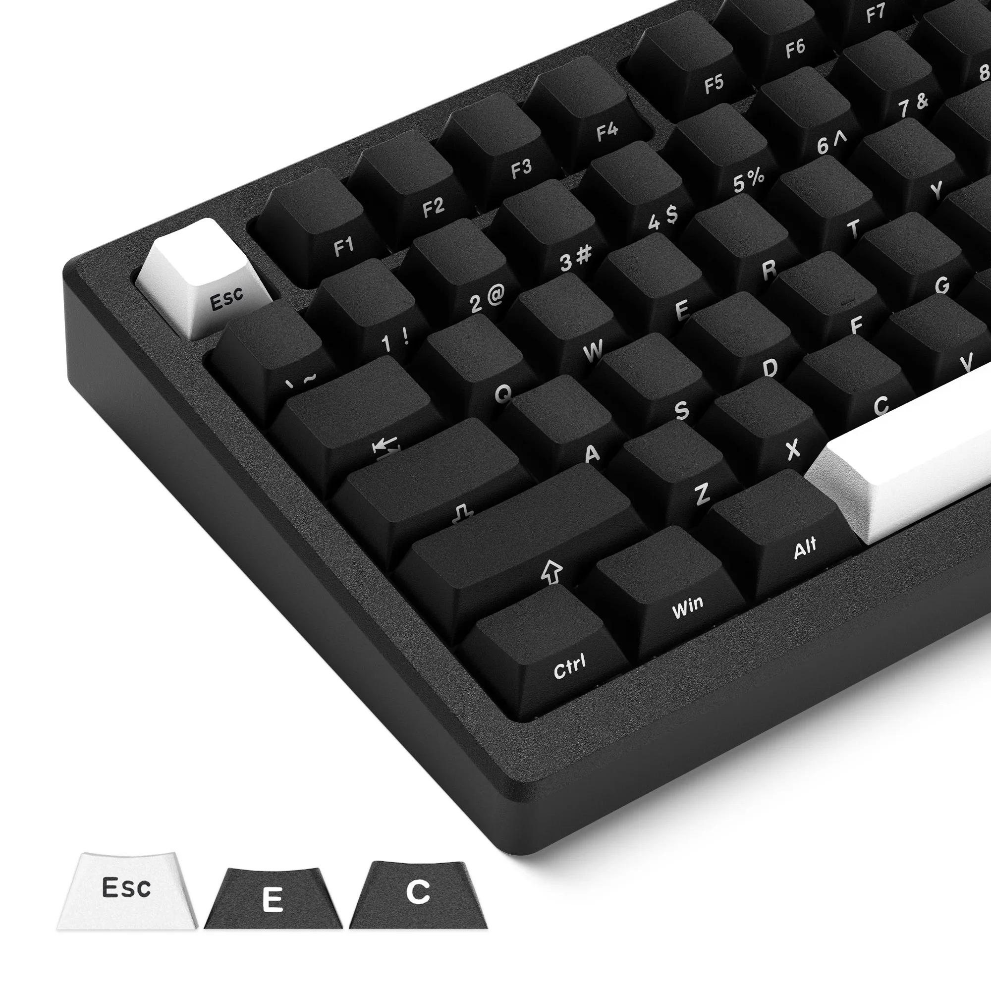 

Black and white side engraving opaque, two-color PBT material original height office e-sports column keycap