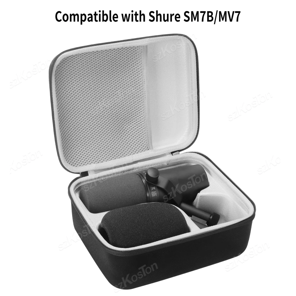 Hard Carrying Case Compatible with Shure SM7B MV7/MV7X Dynamic Vocal Microphone Travel Protective Storage Bag Mic Accessories