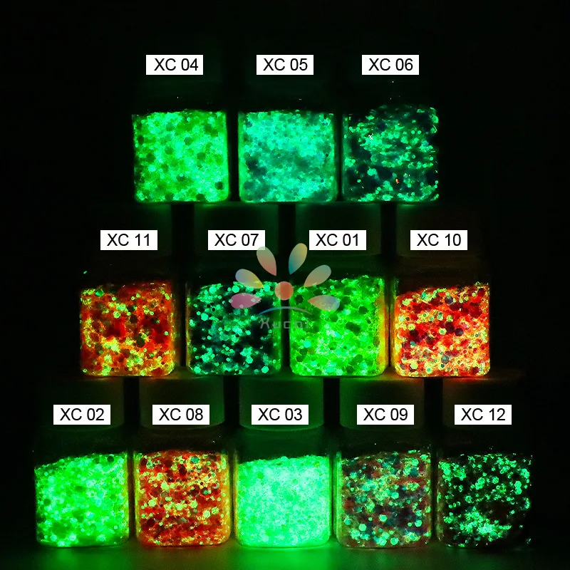 Neon Glow In The Dark Mixed Phosphor Powder  Sequins  Nail Glitter Powder Rare Earths Dust Long-acting Phosphor Luminous Powder