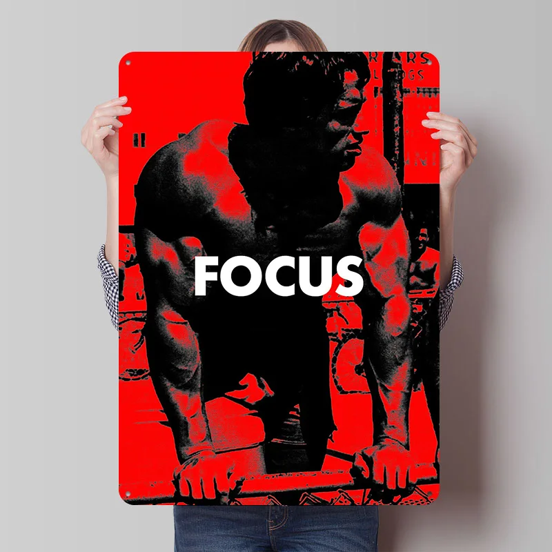 Focus One Word Inspiration Tinplate Poster Custom Wall Art Vintage Metal Signs Retro Tin Plaque for Living Room Decorations Home