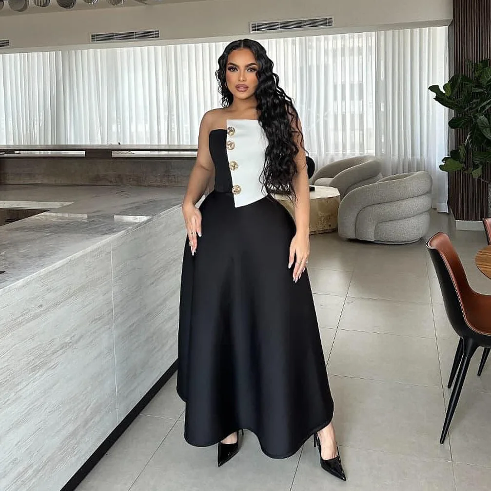 

Women Two Piece Sets Skirt Set Strapless Sleeveless Sexy Tops Long Skirts A Line High Waist Y2k Streetwear Elegant Splice