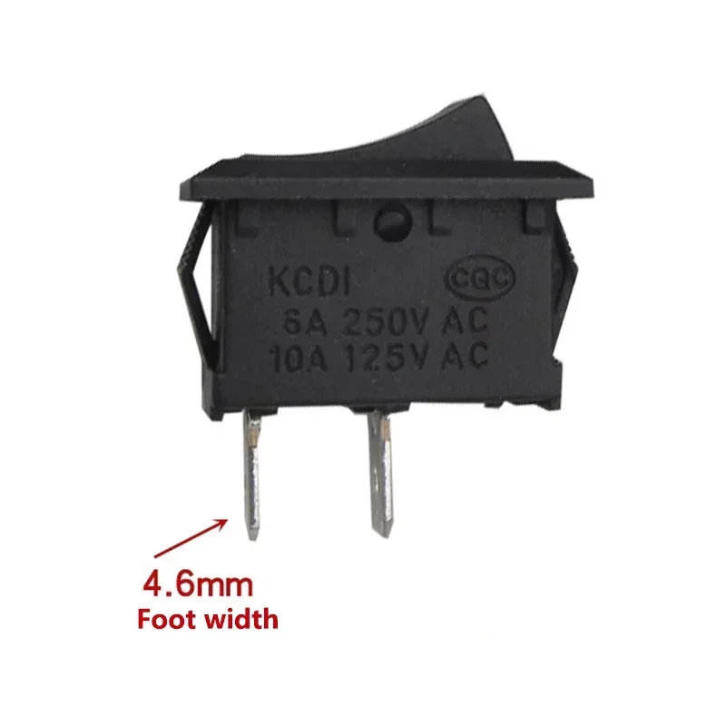 5/20/100PCS KCD1-101 Rocker Switch 2 Pin Car Boat Round Dot Light ON/OFF Rocker 6A 250V 10A 125V 15X21mm Toggle Switch Black