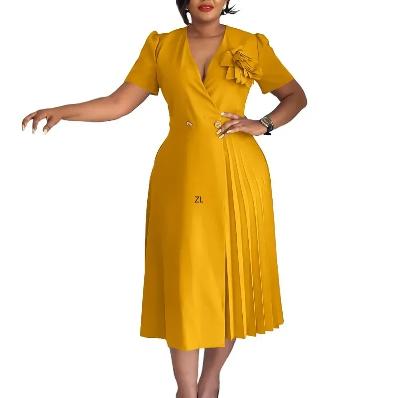 Vestidos elegantes con apliques empalmados para mujer, cuello en V, corto, sin mangas, cintura alta, cinturón empalmado, vestido adelgazante para mujer