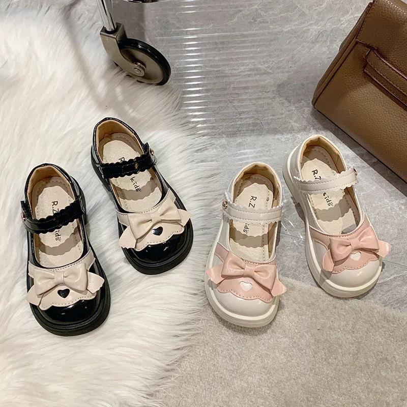 

Милые кожаные туфли принцессы для девочек в стиле Лолиты, элегантные детские праздничные туфли с бантом, модные детские повседневные модельные туфли с оборками по краям