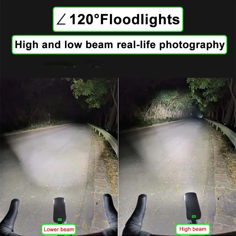 Bicycle Headlight 1500LM Wireless Remote Control Bike Lamp High Capacity Battery Cycling Lights Waterproof Strong Light Flashli