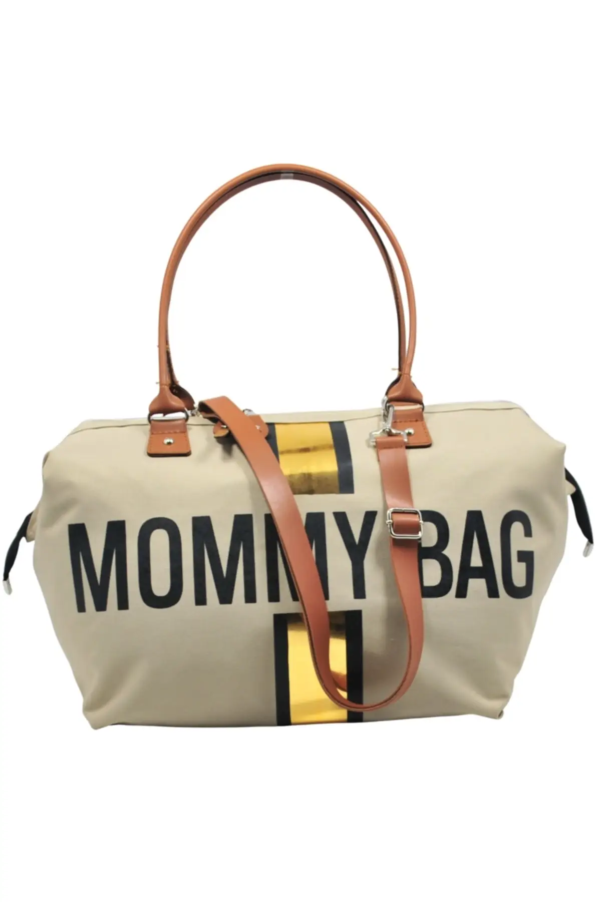 DOLBOVI Mommy Bag design gold striped beige Baby mother Baby care and women Bag Hospital Bag