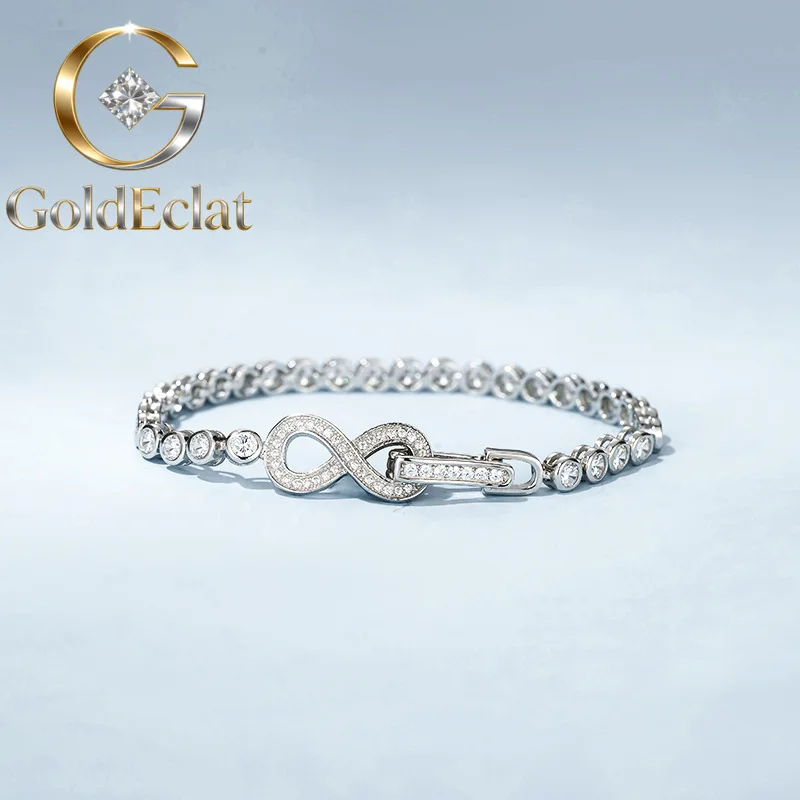 

GoldEclat Luxury Solid Platinum PT950 Women's Diamond Bracelet with Round Diamond
