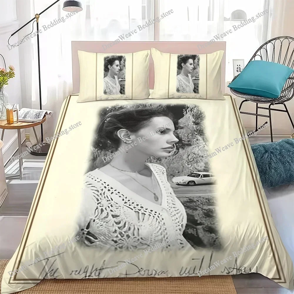 Singer L-Lana Del-Rey Duvet Cover Set Home Style Bedding Soft Laundry Cotton Bed Student Dormitory Gift