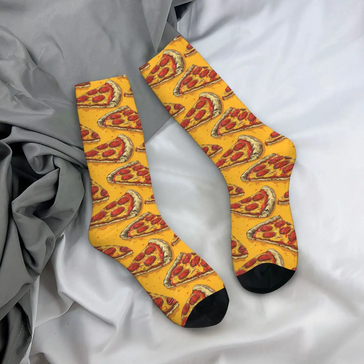 All Seasons Crew Stockings Pepperoni Pizza Drip Cartoon Socks Fashion Long Socks for Men Women Valentine's Day Gifts