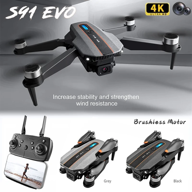 

S91 EV0 Drone 5G WiFi FPV 8K HD Dual Camera 360° Laser Obstacle Avoidance Brushless Motor GPS Return RC Quadcopter Drone Toys