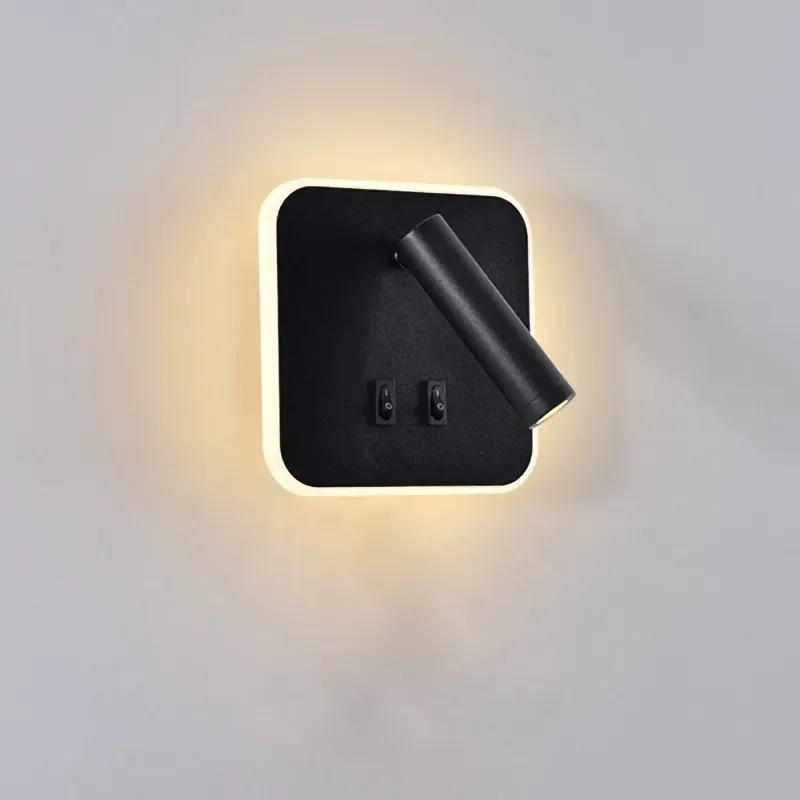 LED wall lamp with two switch sconce light Rotatable 8W 3W 110V 220V indoor home bedroom living room study reading illumination