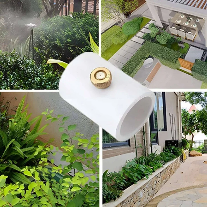 30Pcs 1/2Inch PVC Spray Nozzle Connector With Brass Misting Nozzle For Outdoor Cooling System