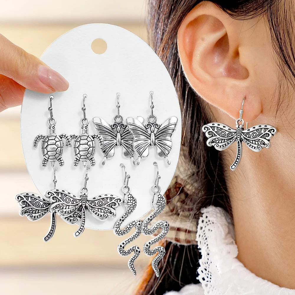 جديد خمر العرقية نمط البوهيمي العتيقة الفضة هندسية أقراط رائعة وفريدة من نوعها الأقراط ارتداء اليومي هدايا عطلة العمل