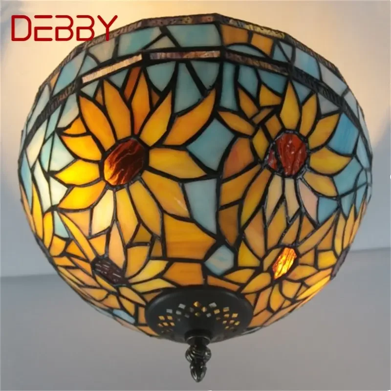 DEBBY Tiffany Ceiling Light Modern Creative Lamp Flower Figure Fixtures LED Home For Decoration