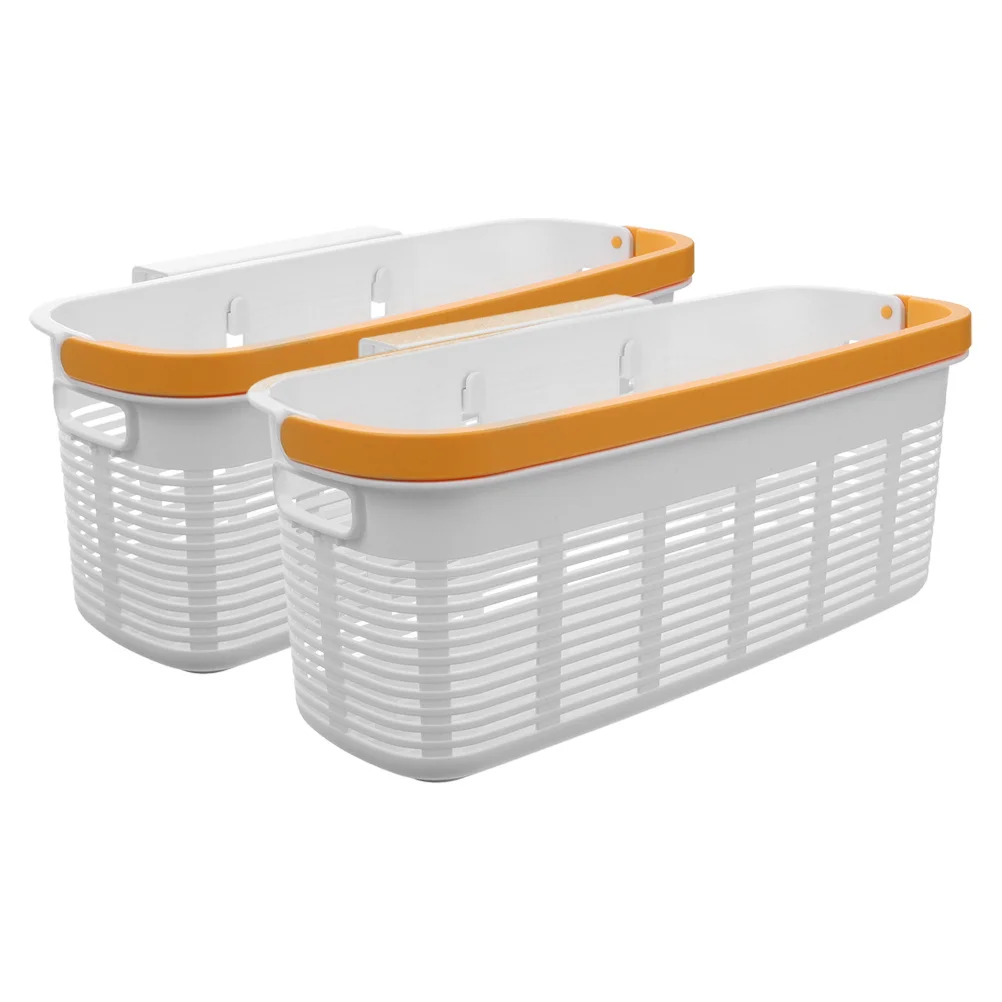 

2pcs Bedside Hanging Basket For Dormitory Plastic Storage Organizer Large Capacity Sundries Holder Bedroom Home Decor