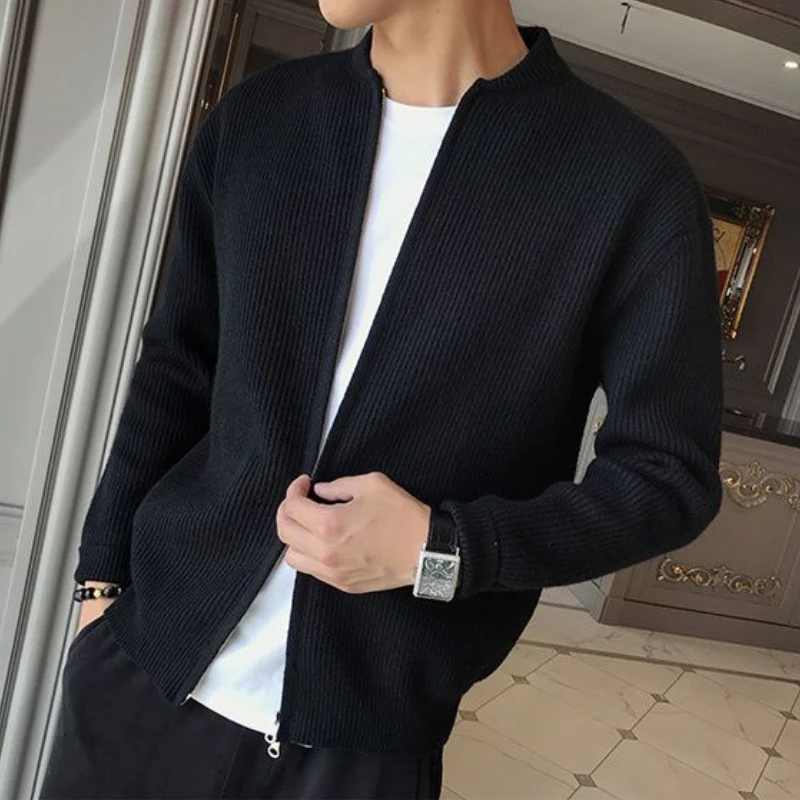 Autumn Winter Jackets Men Knitted Cardigan Sweaters Zipper Coat Long Sleeve Business Casual Tops High-end Luxury Brand Outerwear