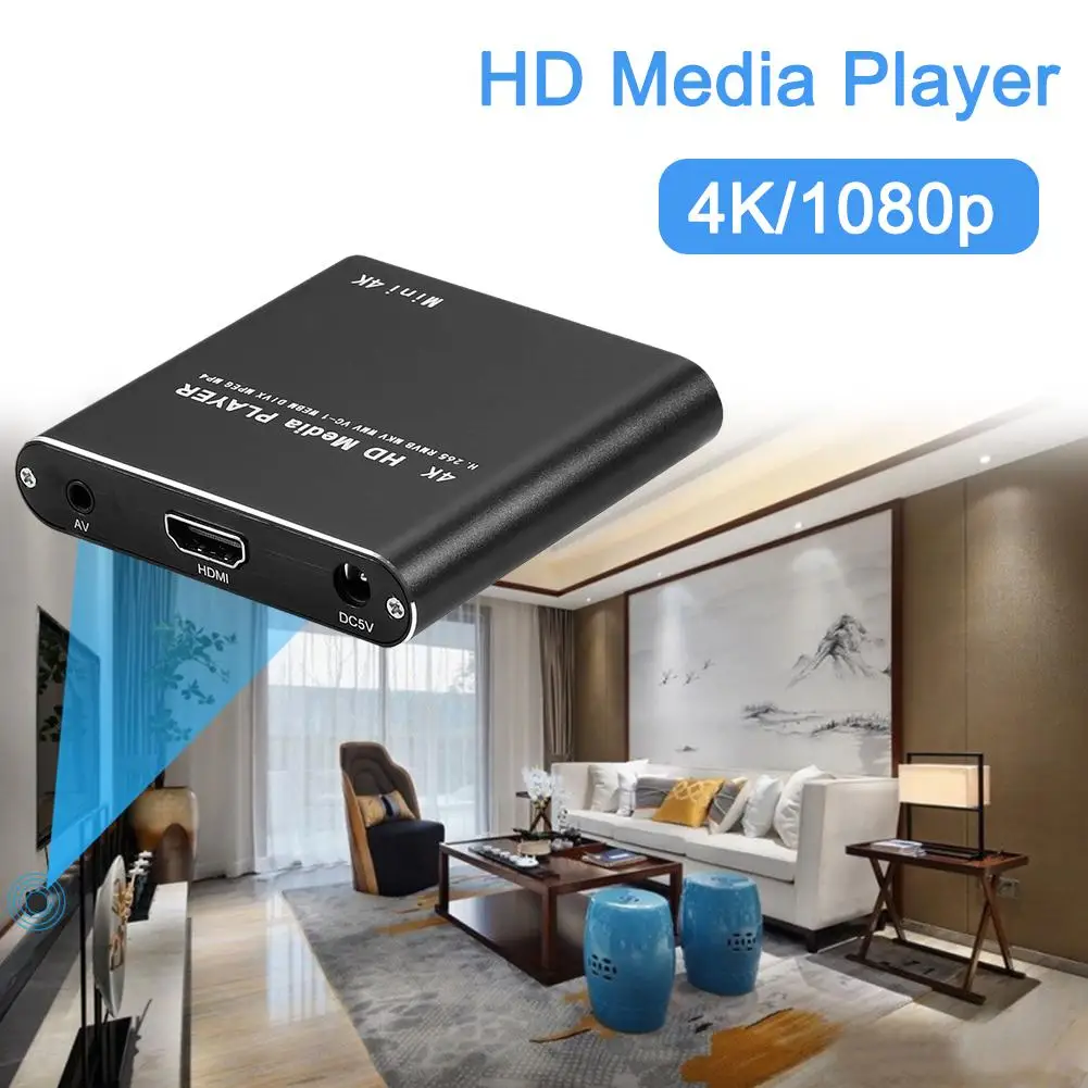 Leitor multimédia portátil de alta definição, leitor multimédia Full HD, multimédia externa com suporte USB, XVID TV Box, 1080P, SD, H.264, H6W5