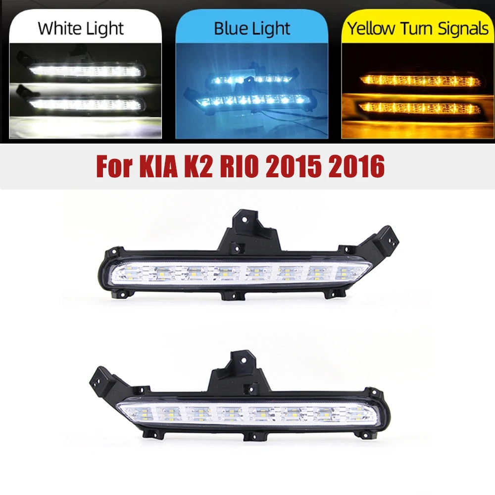 

Front Bumper Turn Signal Lights For KIA K2 RIO 2015 2016 LED DRL Daytime Running Light Daylight Yellow Turn Signal Lamp