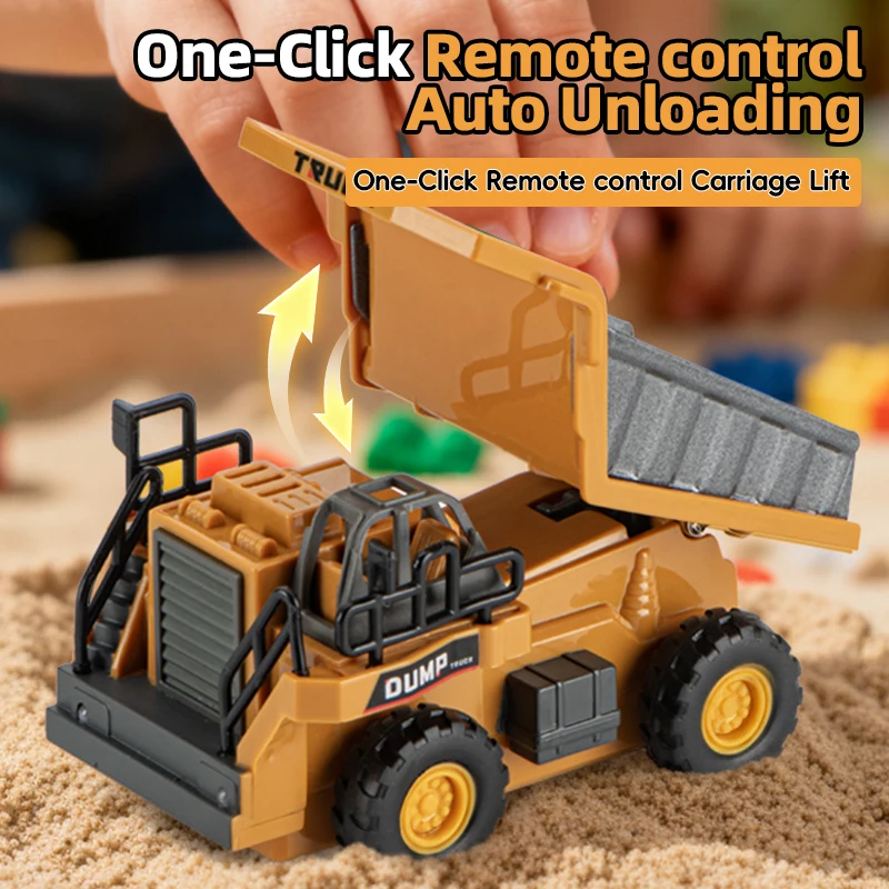 1:64 Metal Remote Control Engineering Car Set - Mining Truck Excavator Forklift Heavy-Duty Die-Cast Tabletop Play Display Model