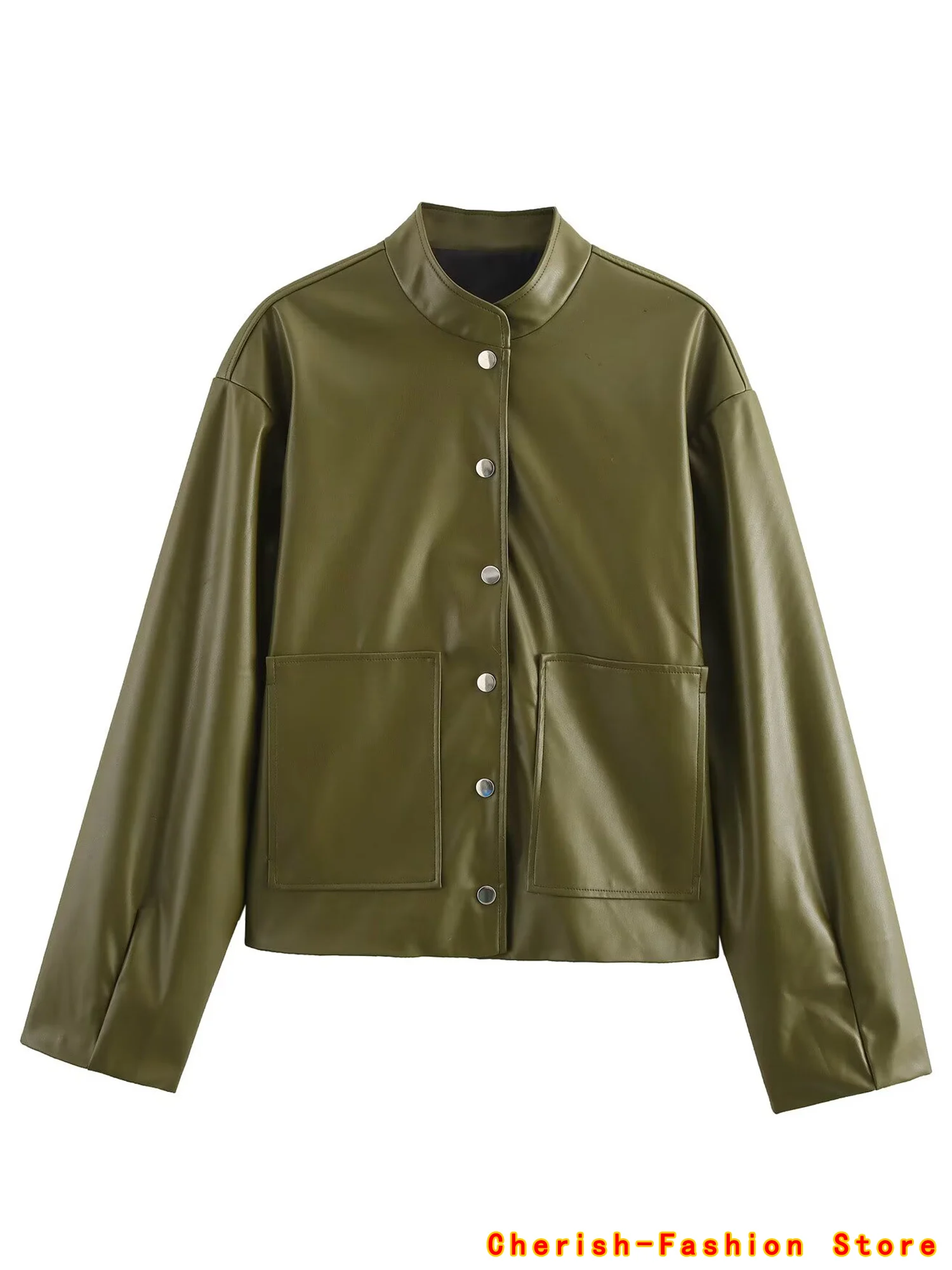 New Spring Autumn Pilot Jacket Women's Outerwear PU Leather Long Sleeve Street High-Quality PU Leather Jacket Women's Tops