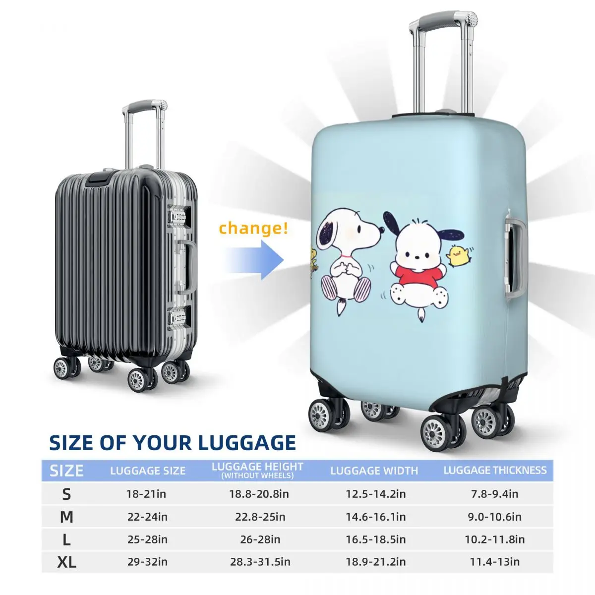 Funny Snoopy And Friends Suitcase Cover Travel Holiday Practical Luggage Accesories Protector