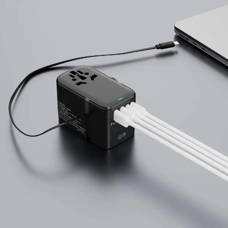 

Международный адаптер питания GaN, 65 Вт, зарядное устройство для быстрой зарядки, ЕС, Великобритания, США, функция защиты, дорожный адаптер с выдвижным кабелем