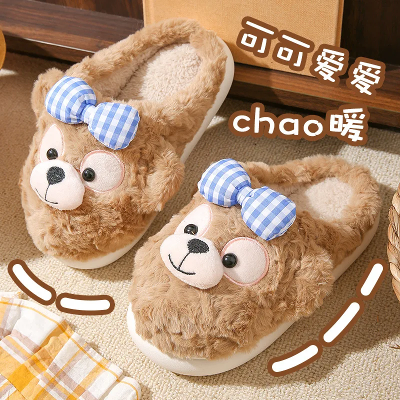 Disney Kawaii Chip 'n' Dale Animation Cartoon Winter Warm Cotton Slippers Two Home Shoe Gifts Kawaii Soft Cotton Shoes for Girls