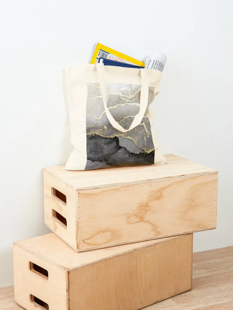 Elegant black gold marble ink abstract painting Tote Bag tote bag woman sacs de shopping canvas tote bag custom bags