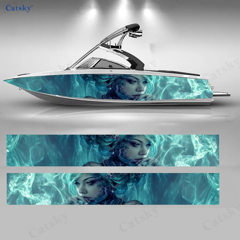

Skull Princess Azure Beauty Mysterious Special Boat Sticker Vinyl Ship Pontoon Deck Boat Fishing Decorative Pontoon Boats Decal