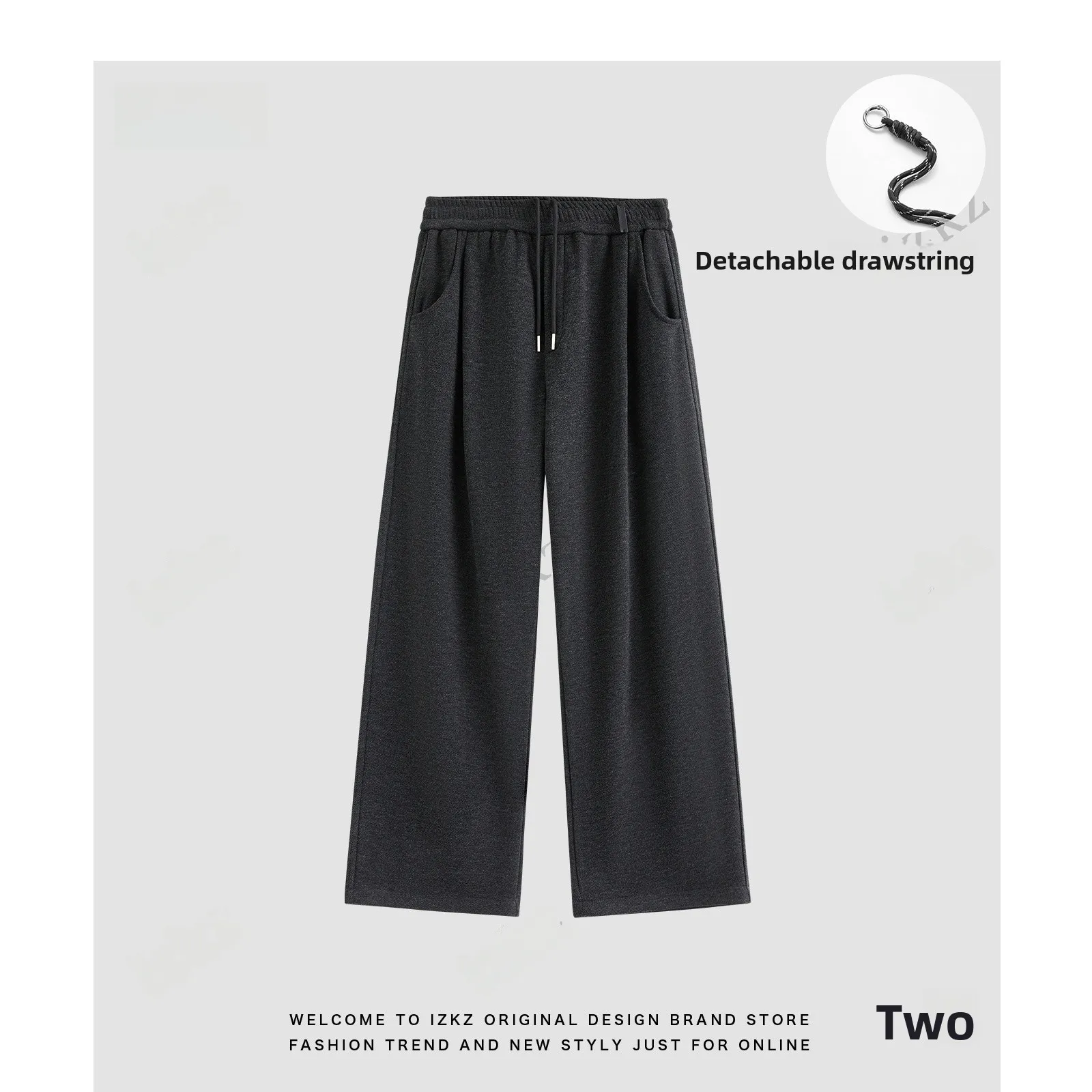 

Men's Thickened Fleece Casual Pants Autumn Winter Leisure Trousers Milk Bread Fluffy Velvet Belted Drape Versatile Youth Fashion