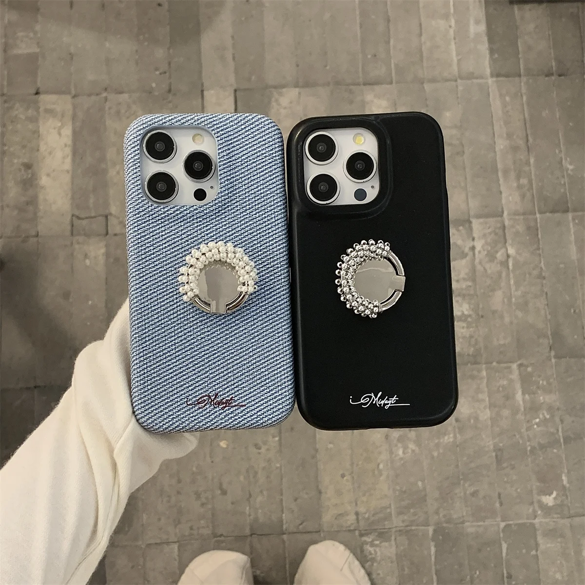 

New blue pearl silver buckle Phone Case For iPhone 16 15 14 13 Pro Max fundas iphone 15 case Protective cover 15 16pro