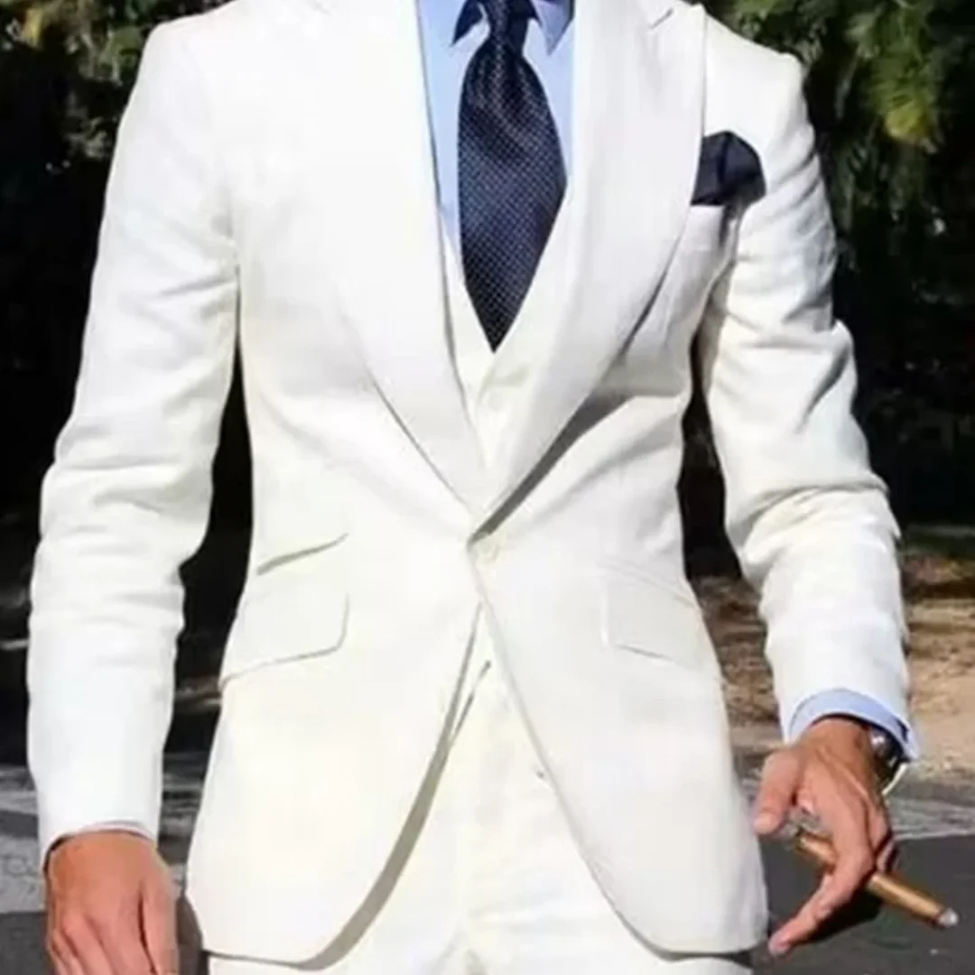 

3 Pcs Fashion Men Leisure Boutique Business Suits Solid Color Wedding Suit Formal Groom Tuxedos Set Dress Blazer Vest Trousers
