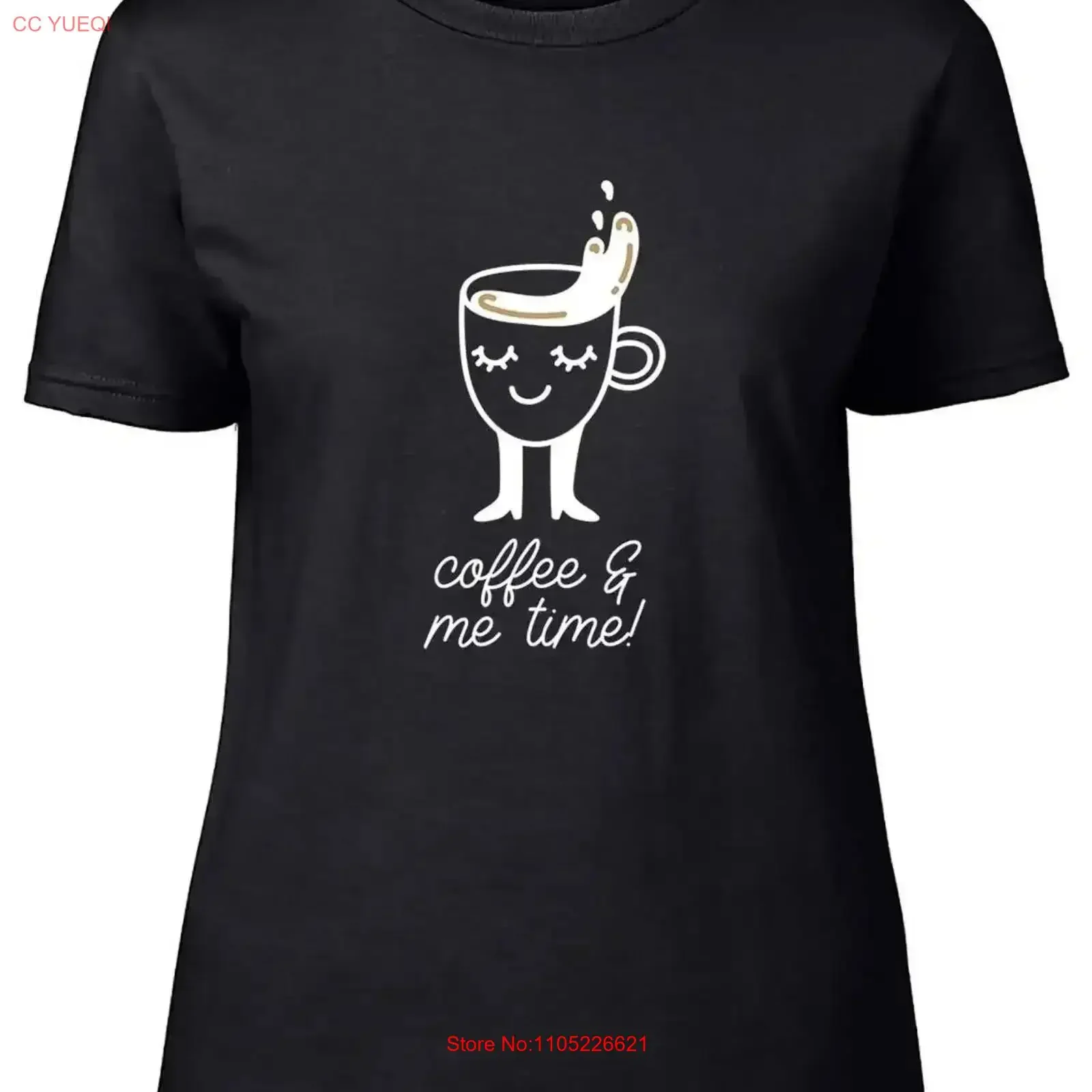 Coffee and me Time Womens T Shirt Cup with Eyelashes Legs Ladies vintage Washed Casual Slightly homme streetwear Comfortable
